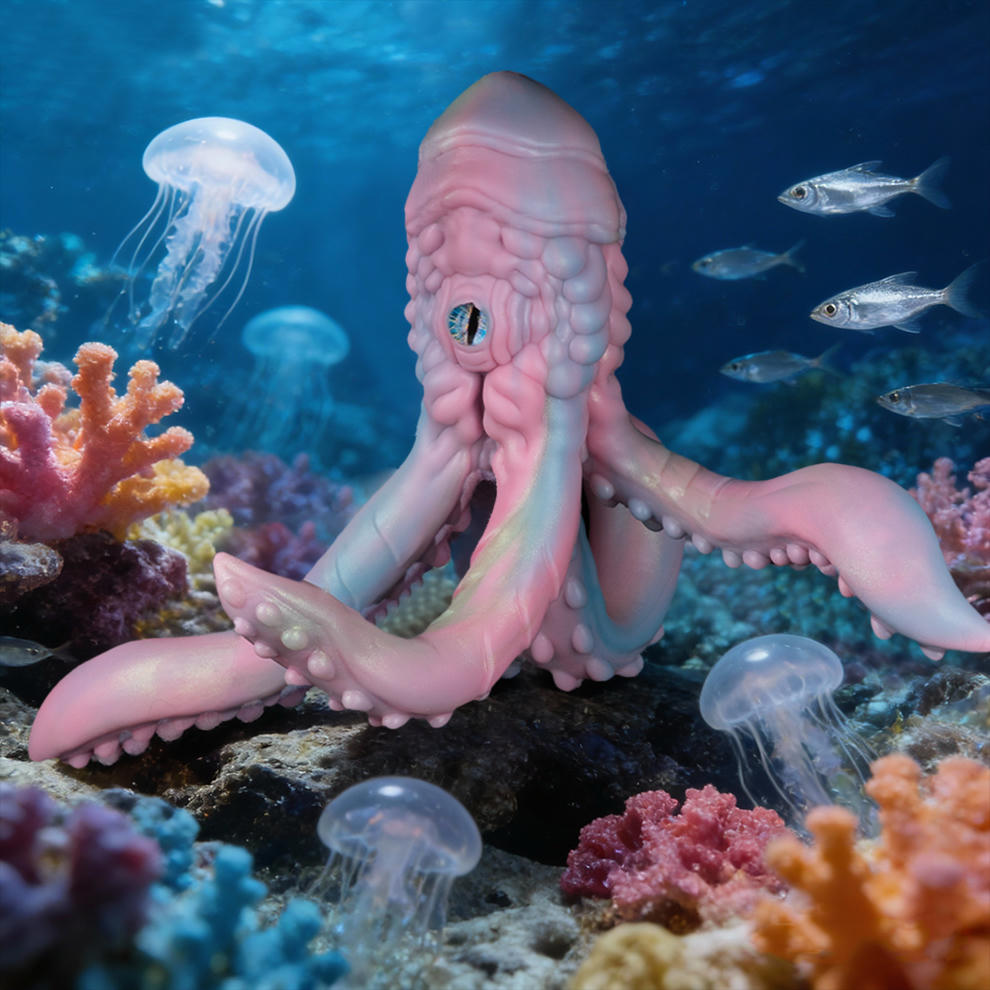 GEEBA blue and pink color scheme octopus masturbator whole body Deep One G6516
