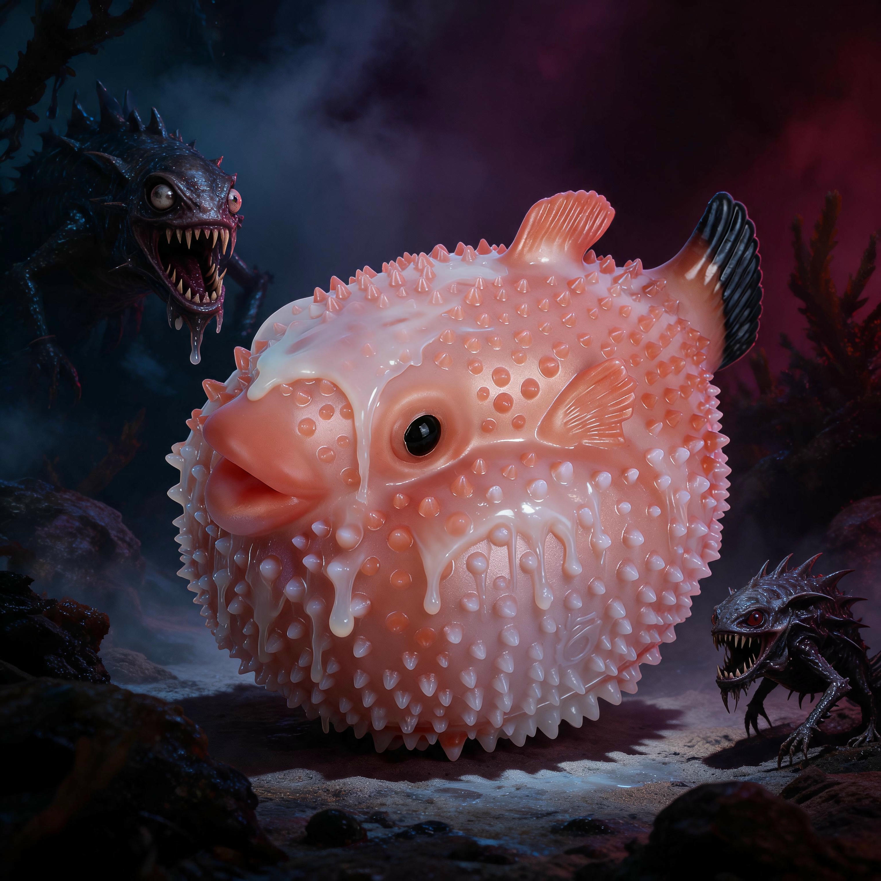 GEEBA Pale yellow pufferfish masturbator whole body Pearl Pufferfish G6611