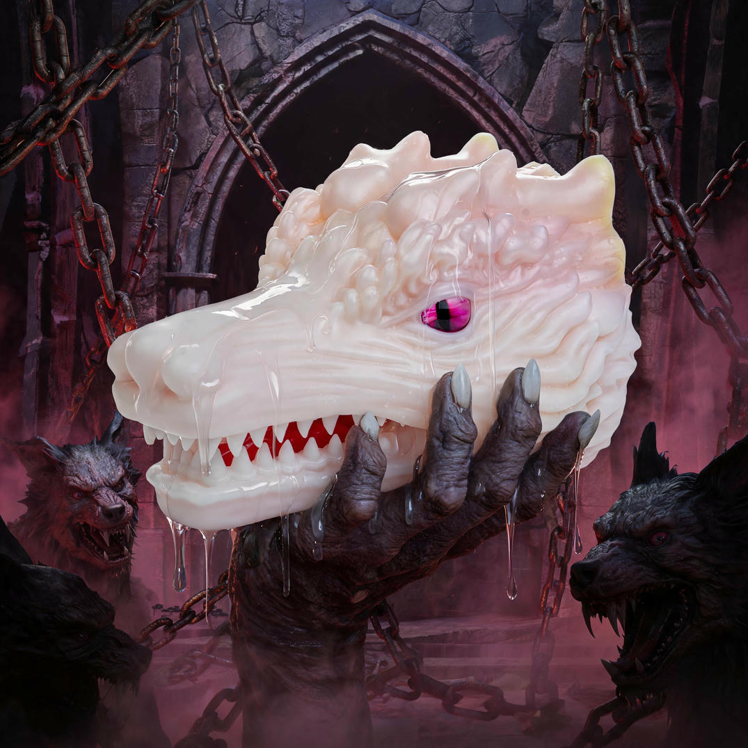 GEEBA white eastern dragon head stroker Cang Qi G6633